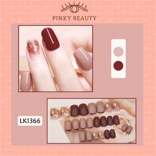 Bộ 24 Móng Giả Pinky Beauty Thời Trang Cá Tính Cho Nữ Mùa Noel, Lễ, Tết Kèm Keo Chính Hãng