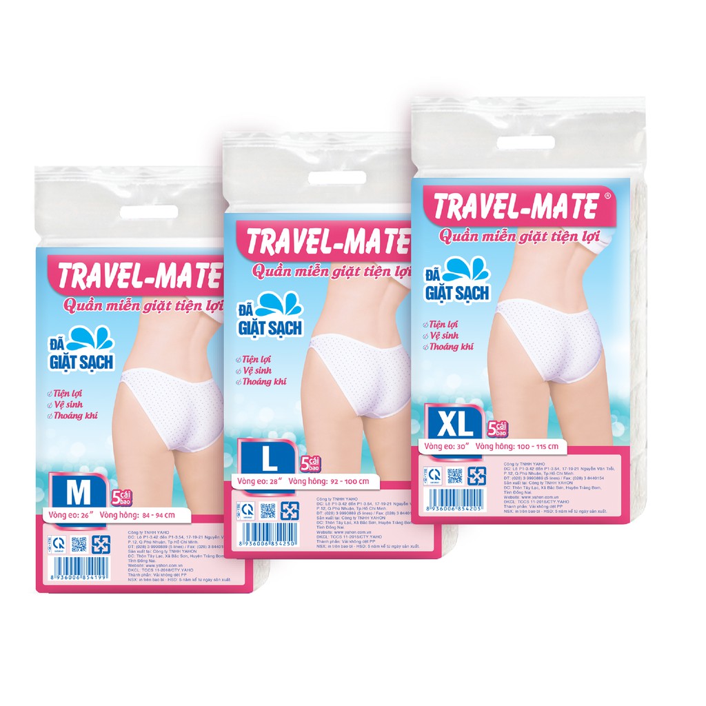 TÚI 5 QUẦN LÓT GIẤY MIỄN GIẶT TRAVEL- MATE | VẢI BODY-MATE NỮ CHO MẸ BẦU VÀ SAU SINH (LOẠI 1)