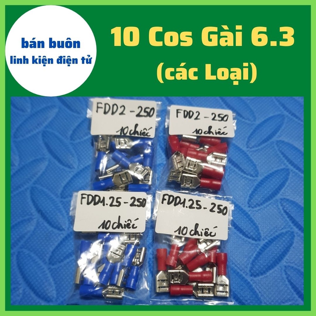 10 đầu cos gài 6.3, đầu cos gai, đầu cos kẹp dây điện, đầu cos dây điện