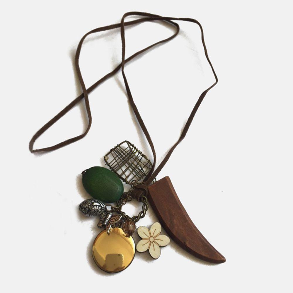 1 Vòng cổ Mặt Hình Tổ Bướm Bằng Gỗ Phong Cách Retro