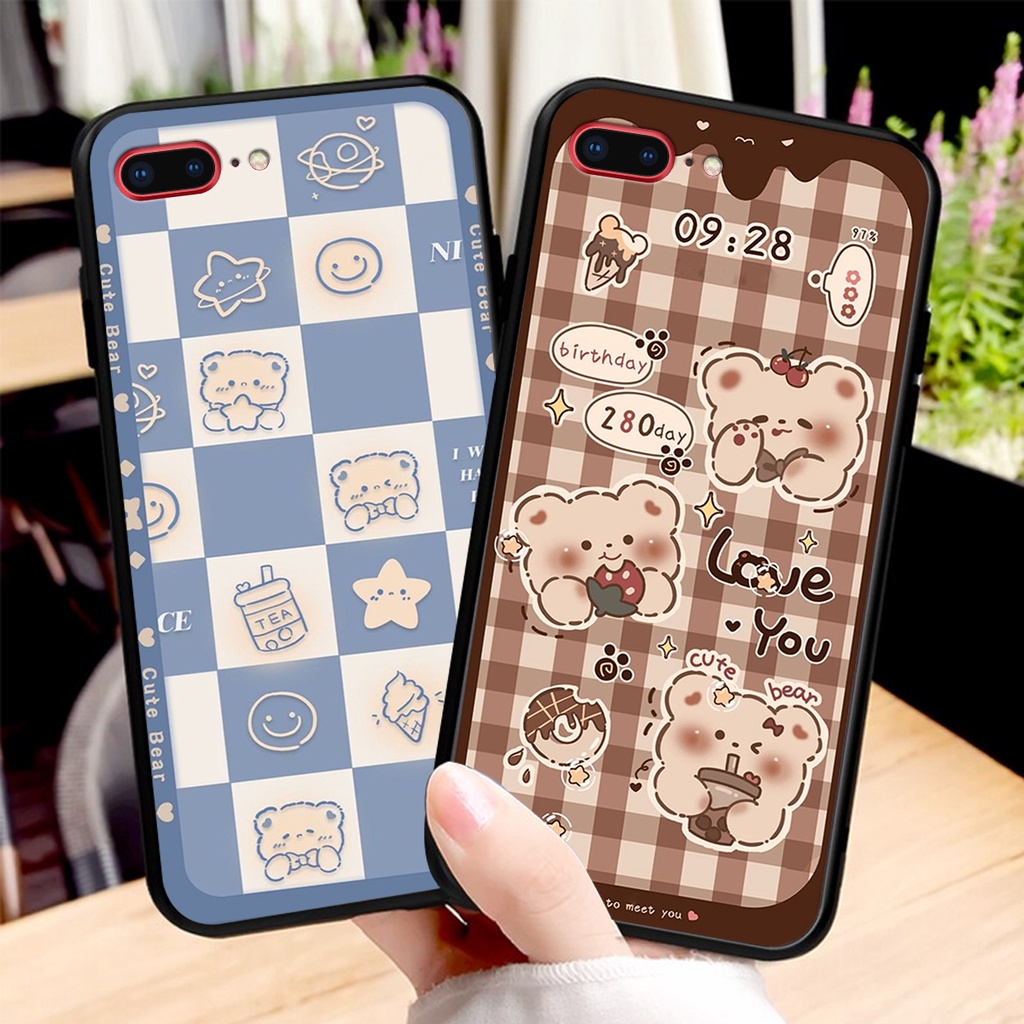 Ốp lưng iphone 7 PLUS / 8 PLUS in hình 3D GẤU cute be@r, soda, happy day cực hot ,thời thượng