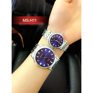 đồng hồ đôi nam nữ halei mặt xanh HLX01 chống nước chống xước,tặng kèm vòng tì hưu