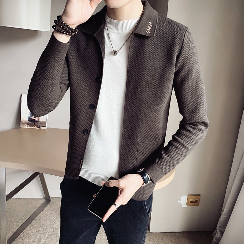 Áo khoác cardigan dệt kim dáng rộng phong cách Hàn Quốc thời trang xuân thu cho nam