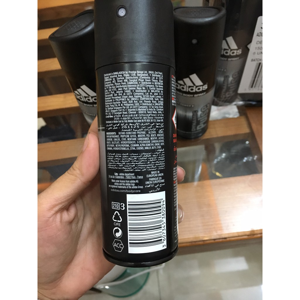 Xịt Khử mùi toàn thân adidas DYNAMIC PULSE 150 ml - Pháp