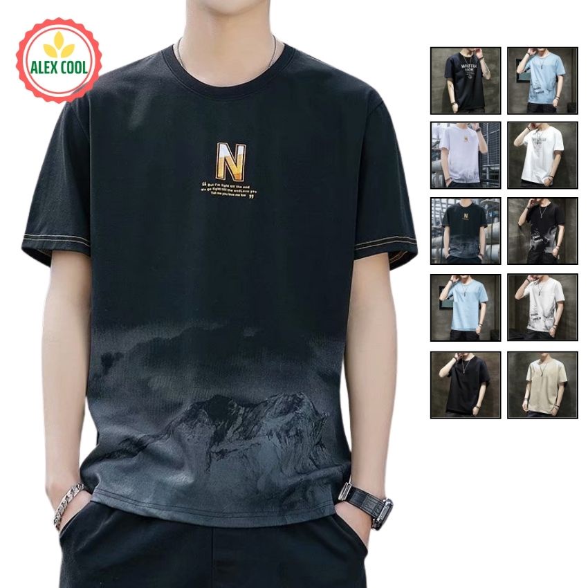 Áo thun nam, áo phông nam tay ngắn cổ tròn chất thun cotton co giãn 4 chiều hình N alex cool | BigBuy360 - bigbuy360.vn