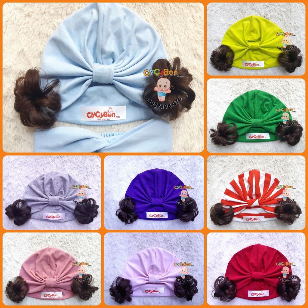 Mũ Nón Turban Cho Bé Gái Nhiều Màu -Chất Thun Cotton 100% Bao Co Giãn - Có Đủ Kiểu Đủ Size Kể Cả Size Bé Sơ Sinh