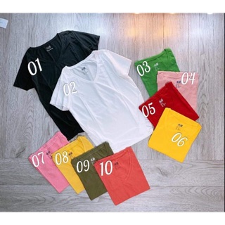 Áo thun cổ tim thun cotton giấy