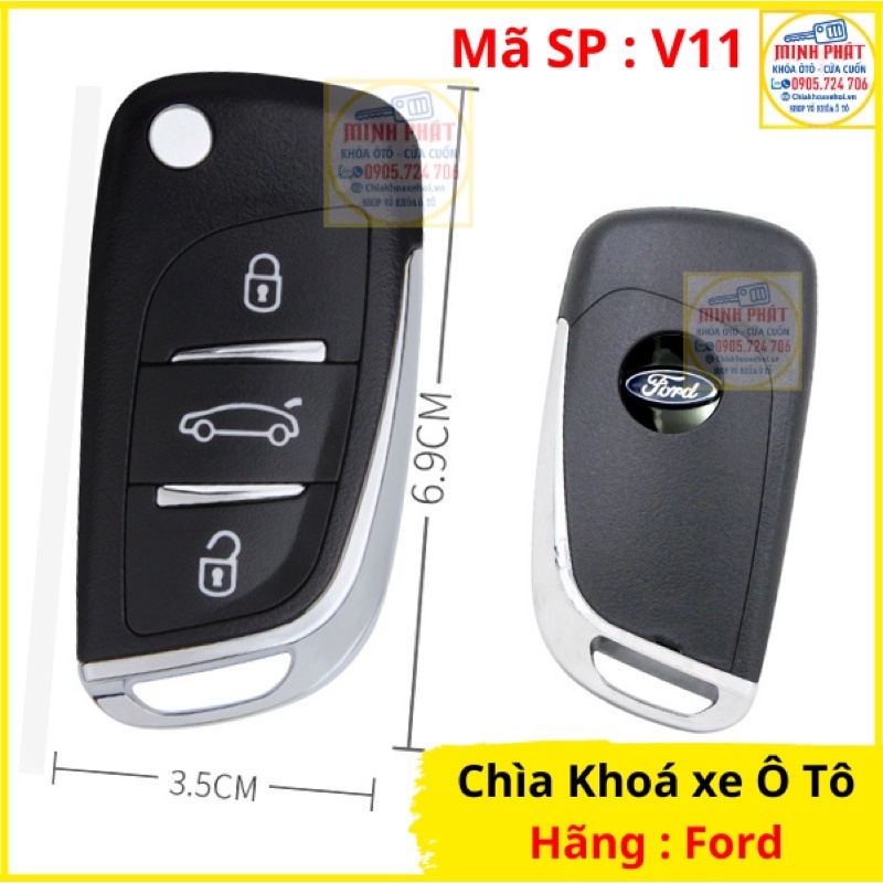 Chìa Khoá Độ Gập xe Ô Tô Ford Focus, Fiesta, Mondeo