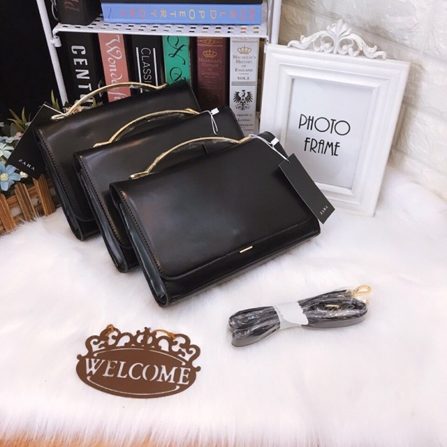 Túi Zara đen trơn full tem