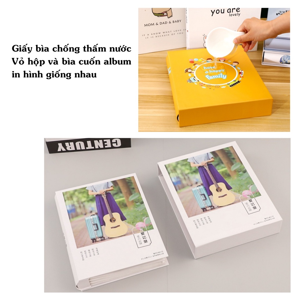 Album ảnh 10x15 đựng 200 tấm có hộp bìa chống thấm nước giữ ảnh cho con, gia đình, tình yêu, ảnh cưới tại Tú Vy Studio