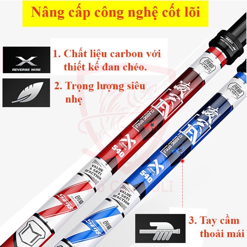 Cần Câu Tay ChuangWei Lăng Thiên Hoàn Mỹ - Chính Hãng- 4H - 5H - 6H - Chuyên Câu Đài - CW02