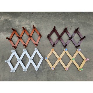 10 núm móc treo quần áo 10%gỗ cao su tự nhiên, decor trang tí nhà cửa.