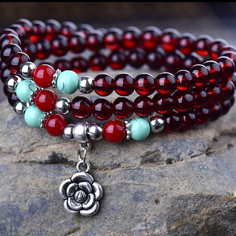 Vòng tay đá thạch anh tím tự nhiên nhiều lớp thời trang