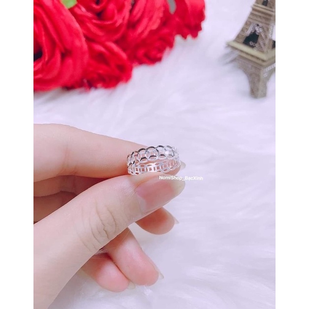 Nhẫn kim tiền trơn và phay Bạc s99, nhẹ nhàng tinh tế thu hút tài lộc đem lại may mắn Mainomi Shop Bạc Xinh