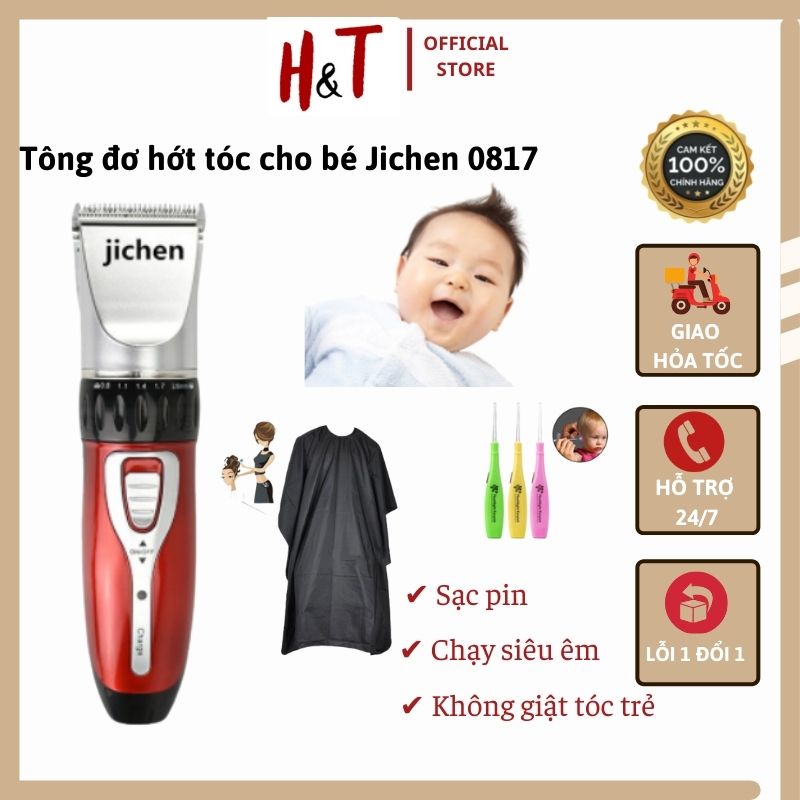 Tông đơ cắt tóc cho bé Jichen sạc điện an toàn cho trẻ sơ sinh , chống nước, dễ vệ sinh
