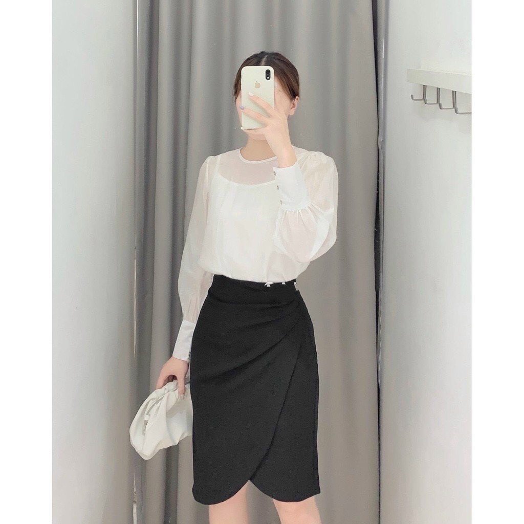 Chân váy chữ a kiểu vạt chéo điệu đà cao cao mã MP01
