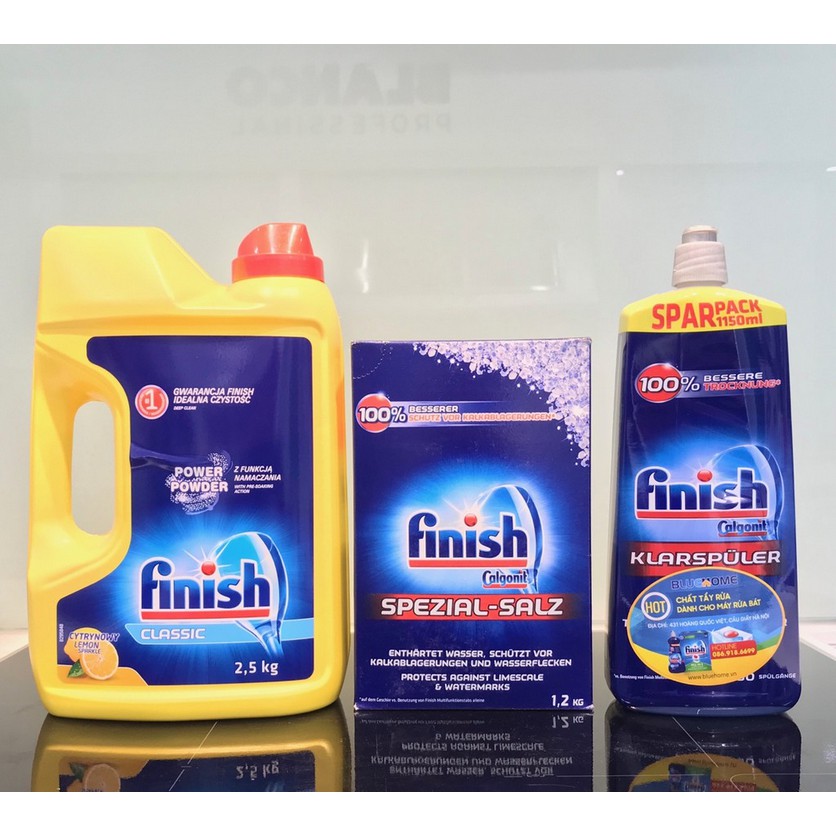 Combo Bột Finish 2.5kg + Muối Finish 1.2kg + Nước làm bóng Finish 1150ml