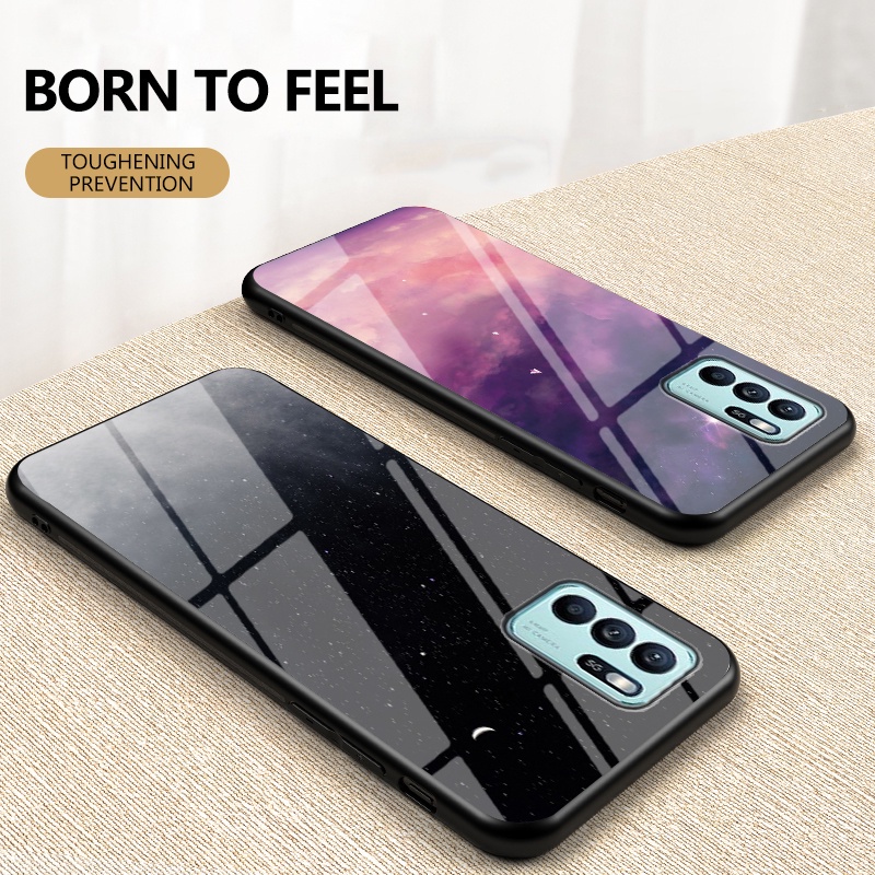 Ốp Điện Thoại Kính Cường Lực Viền TPU Mềm Chống Sốc Thời Trang Cho Oppo Reno6 Z Reno 6 6Z Reno6Z 5G