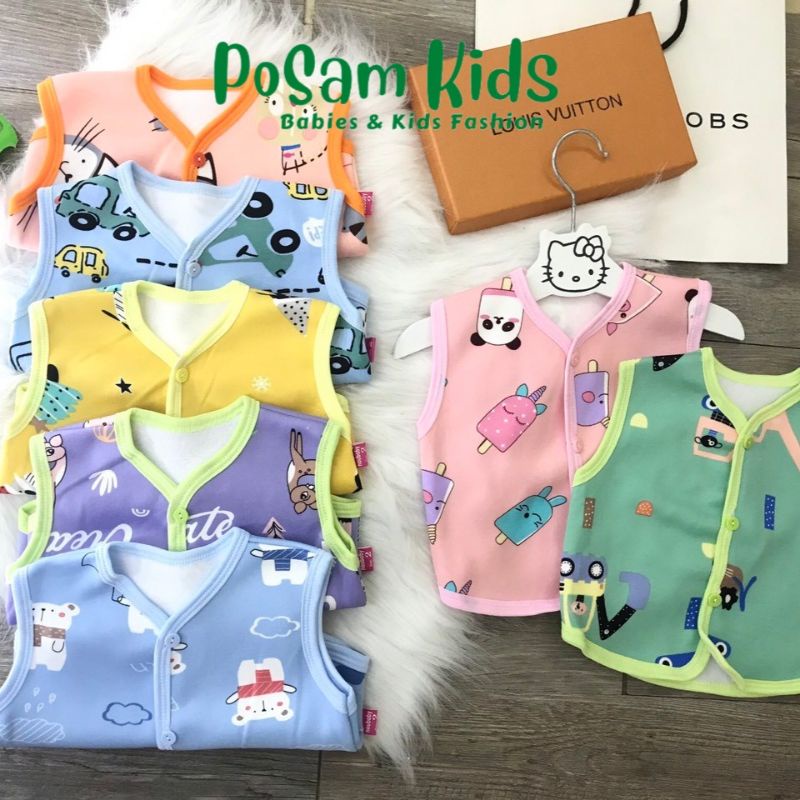 Áo gile, áo khoác, áo lạnh nỉ bông cộc tay cho bé - PoSam Kids