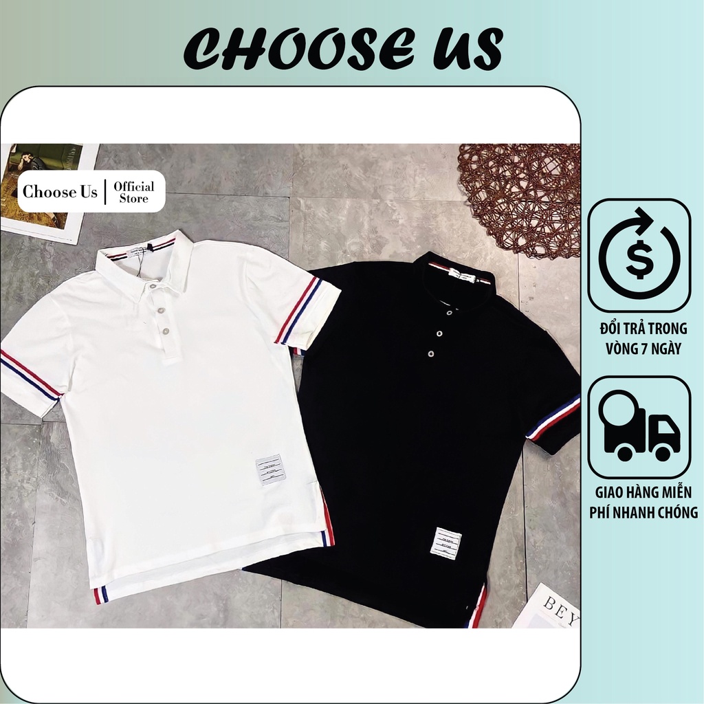 Áo Polo Thome ngắn tay phối viền kẻ siêu HOT, chất vải cotton 100% co giãn thấm hút mồ hôi Choose Us CP004