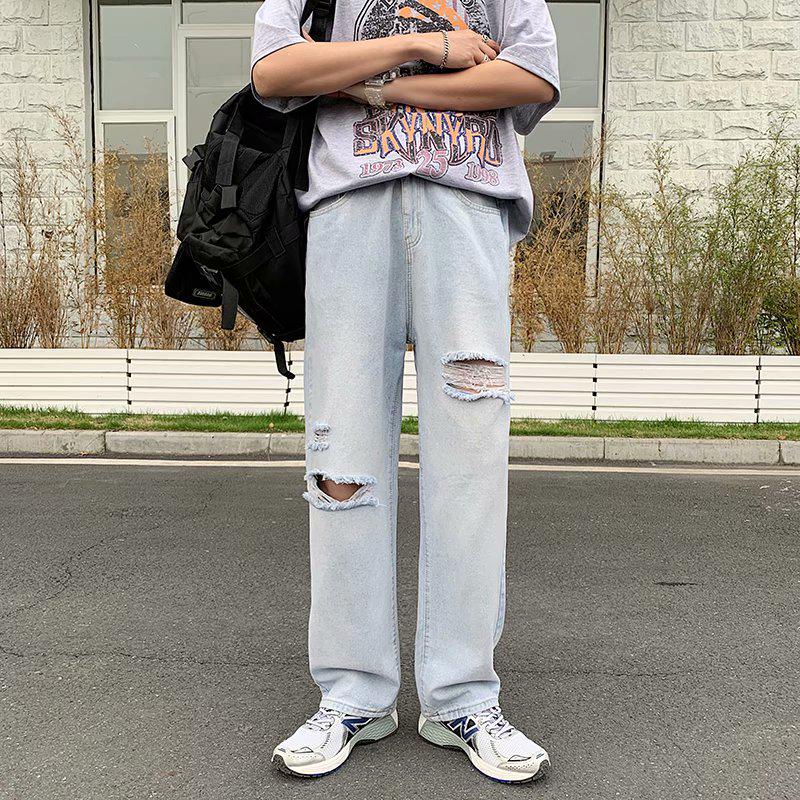 Quần jeans dài rách gối thời trang dành cho nam