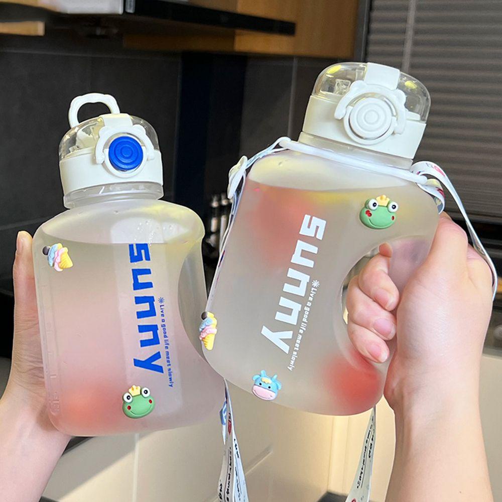 Bình Nước Thể Thao 1000ML Có Ống Hút Họa Tiết Sừng Hươu Dễ Thương