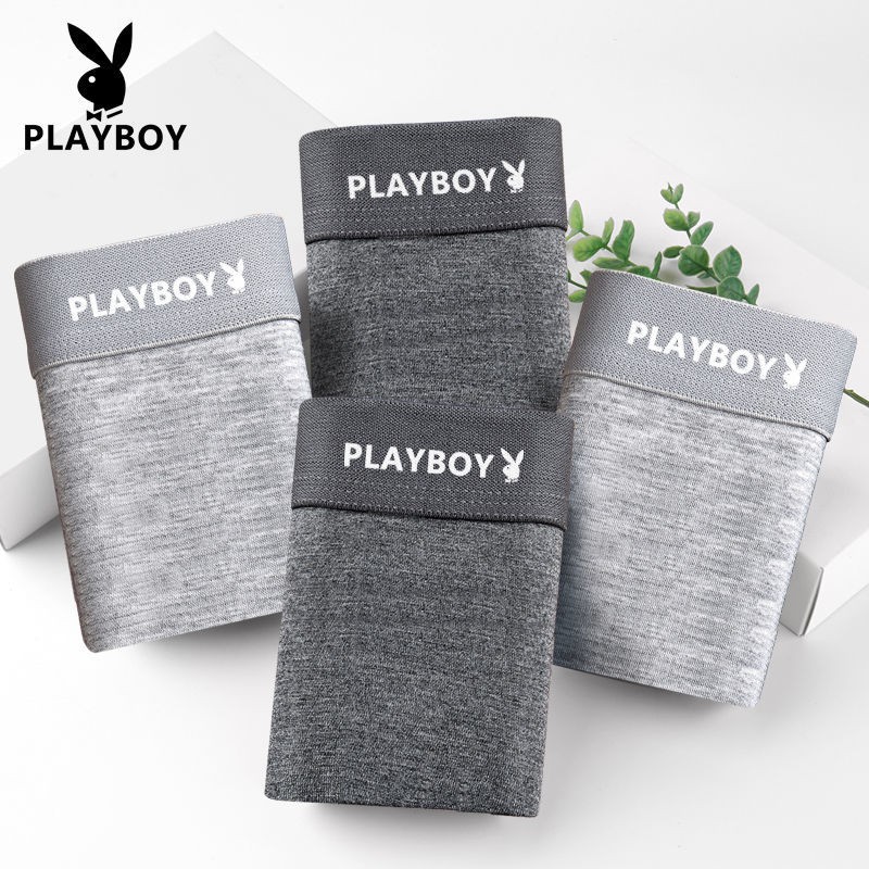 Đồ lót Playboy nam boxer cotton tinh khiết dành cho sinh viên xu hướng quần kháng khuẩn người lớn hooligan giữa eo