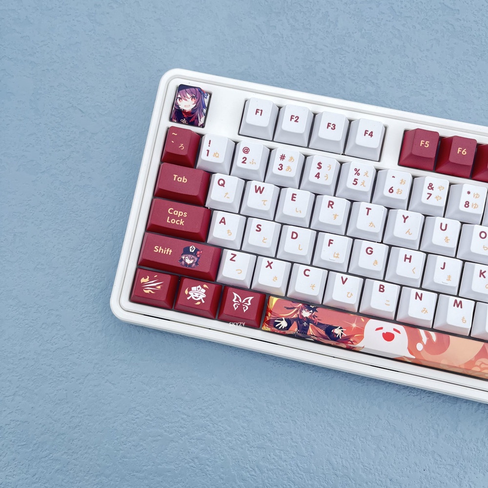 128 phím Genshin Impact Hu Tao Keycap Cherry Profile Anime PBT Dye Sub Bàn phím cơ học Keycaps