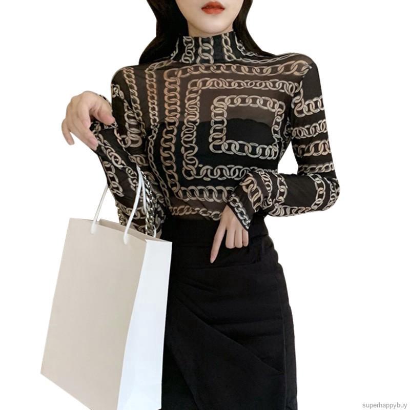 Áo tay dài hoạ tiết hoa thiết kế xuyên thấu quyến rũ cho phái nữ