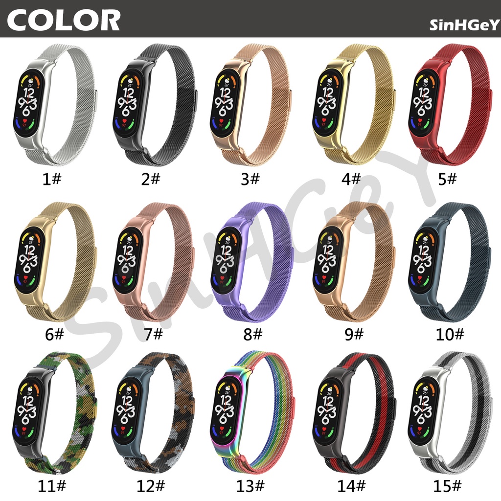 Dây Đeo Thay Thế Bằng Thép Không Gỉ Từ Tính Cho Xiaomi Mi Band 7 Mi Band 3 4 5 6