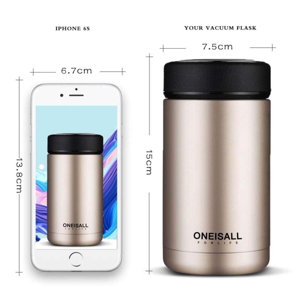 Oneisall Bình giữ nhiệt dung tích 400ml, trọng lượng 270g, bằng thép chống gỉ, an toàn khi sử dụng