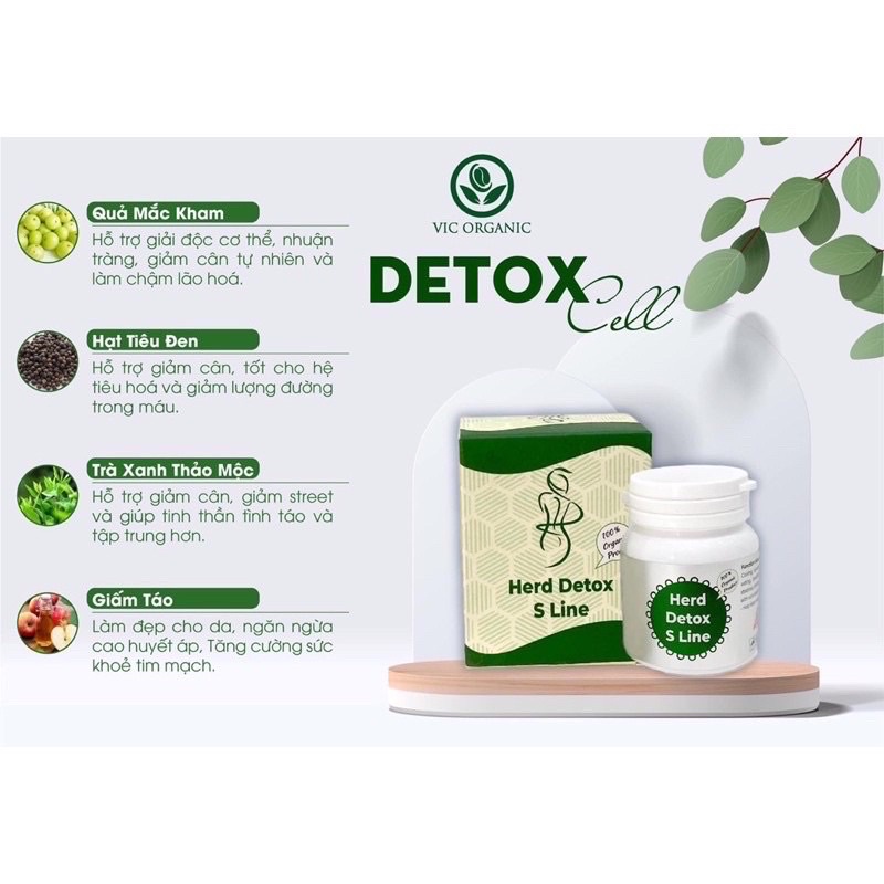 Detox giảm cân thải độc  giảm mỡ vòng bụng cung cấp rau xanh Sline  55 viên _NUTI
