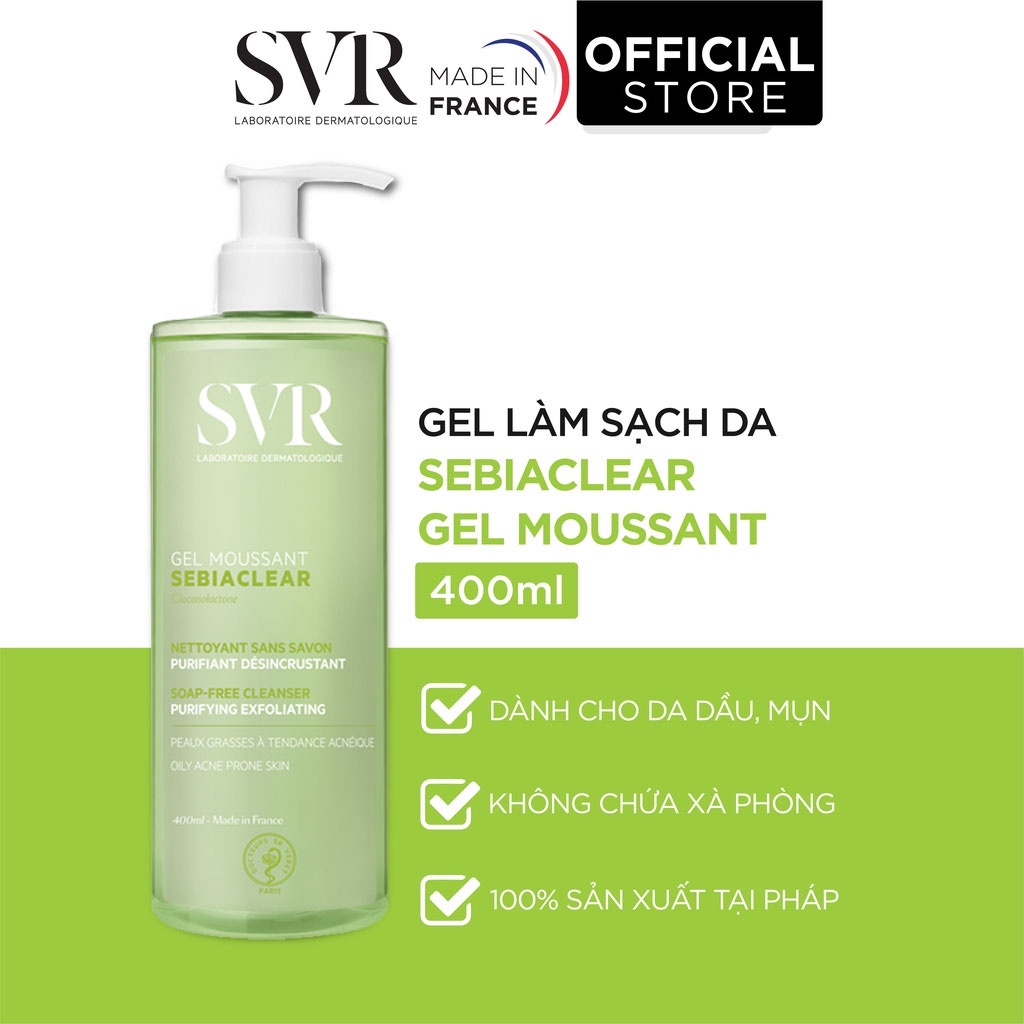 Sữa rửa mặt SVR cho da dầu mụn 200ml, 400ml
