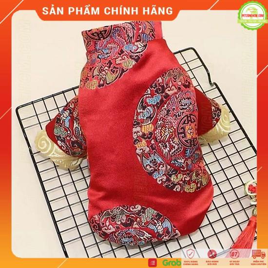 Áo cho chó ngày tết 3 Size FREESHIP Thời trang chó mèo, vải gấm lụa đỏ, vải lót nhung êm ái giữ ấm,áo chó mèo mùa đông