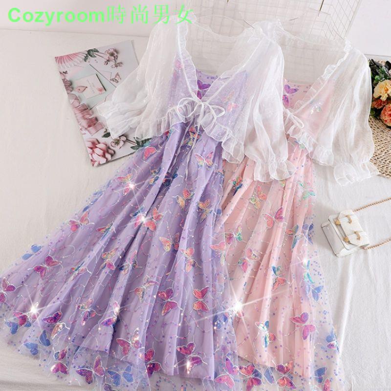 Đầm Hai Dây Dáng Dài Vải Mỏng Phối Ren Thời Trang Đi Biển | BigBuy360 - bigbuy360.vn