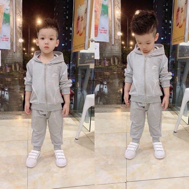 Xả Bộ Sport mũ khoá dài tay cho bé trai