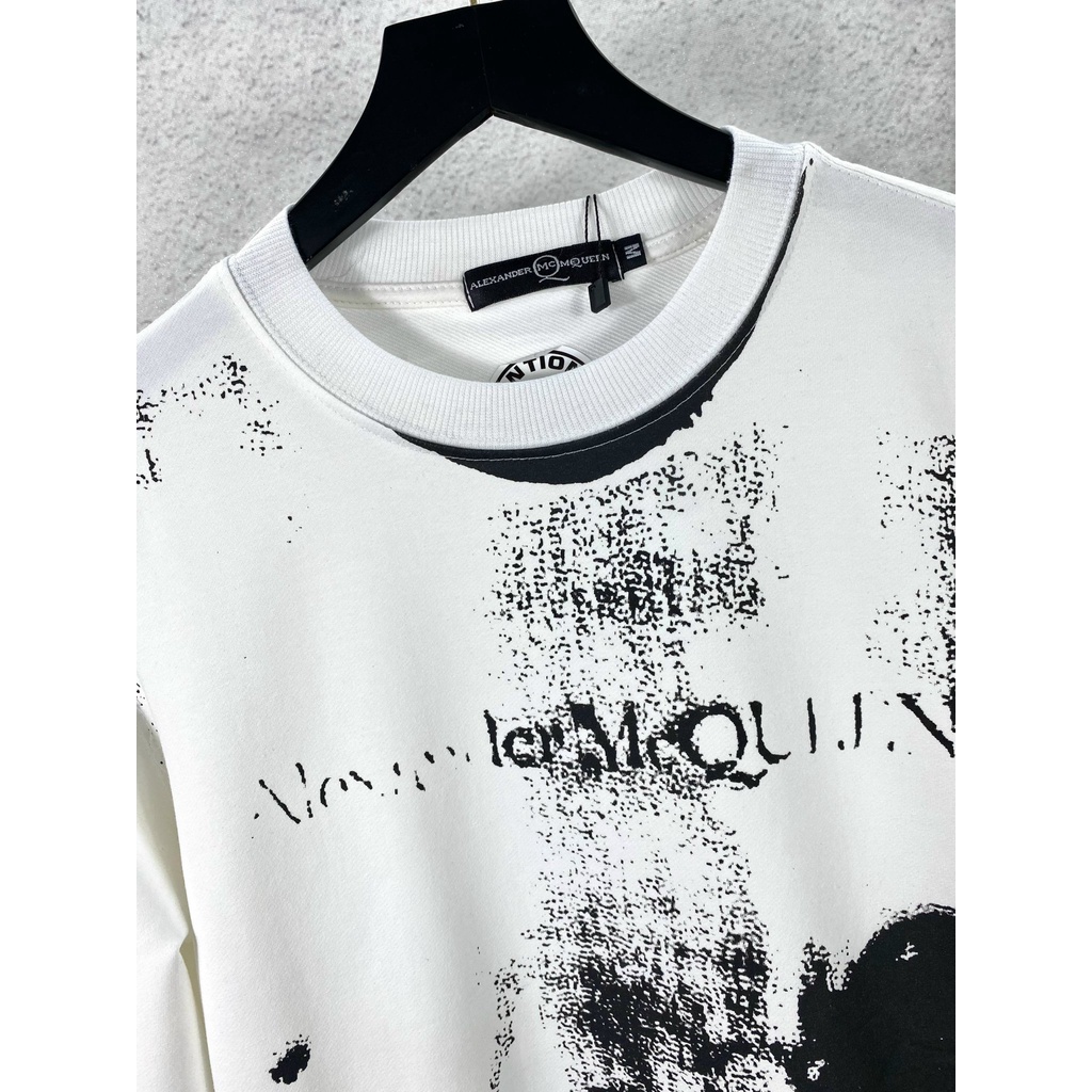 Áo nỉ loang đen trắng MCQ,áo thun nam dài tay hot hit dành cho nam và nữ có đủ sz 40-75kg form dáng chuẩn_Áo nỉ nam nữ