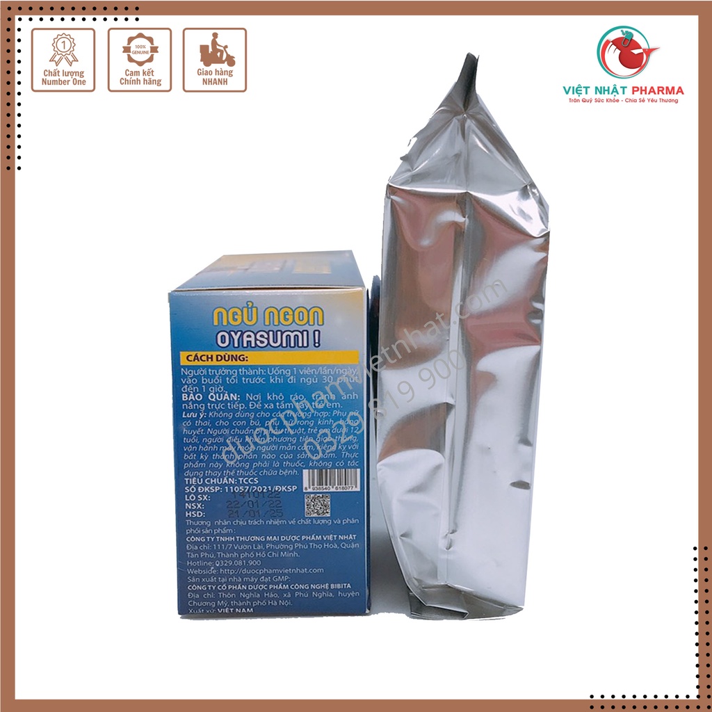 Ngủ Ngon Oyasumi Việt Nhật  hỗ trợ an thần, giúp dễ ngủ, ngủ ngon giấc. Hộp - 3 vỉ x 10 viên
