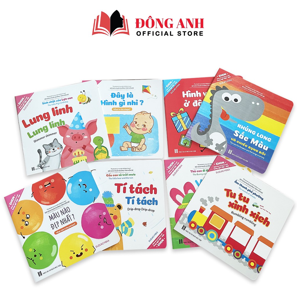 Sách - Combo 8 cuốn Ehon song ngữ Việt - Anh dành cho bé từ 0-6 tuổi (có file nghe)