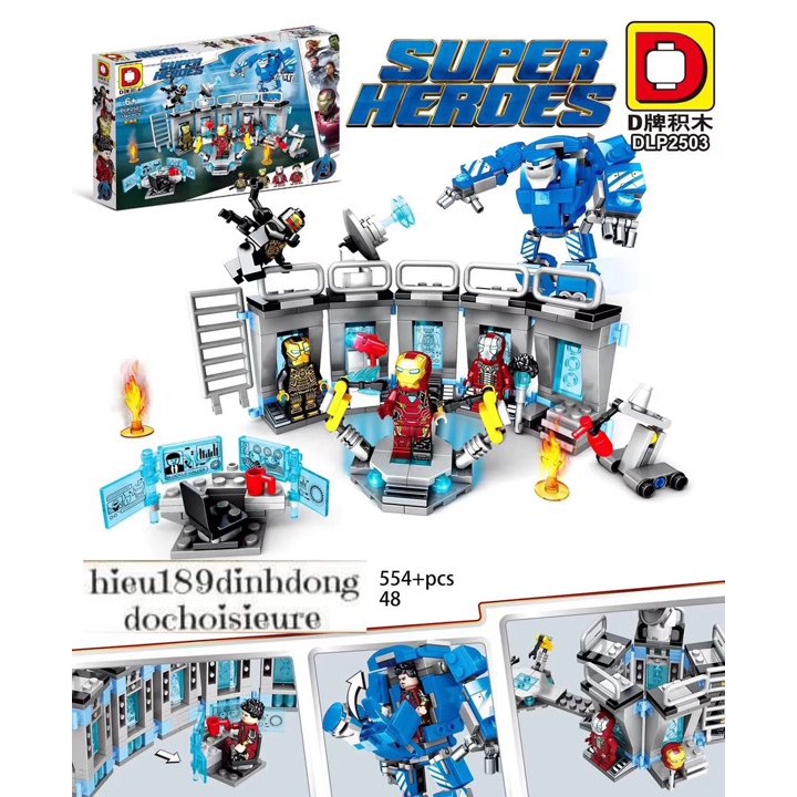 Lắp ráp xếp hình siêu anh hùng Phòng Chứa Giáp Của Người sắt Iron Man 11260