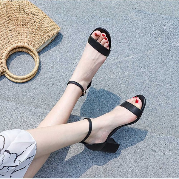 Sandal Cao Gót Detaunisex Gót Vuông Cao 5 Phân Màu Đen Mã S506021