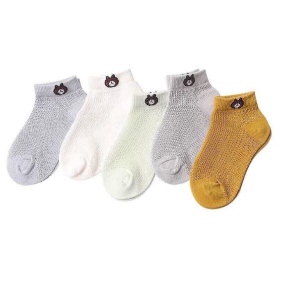 [Haobaby shop] Set 5 tất lưới hình gấu cho bé