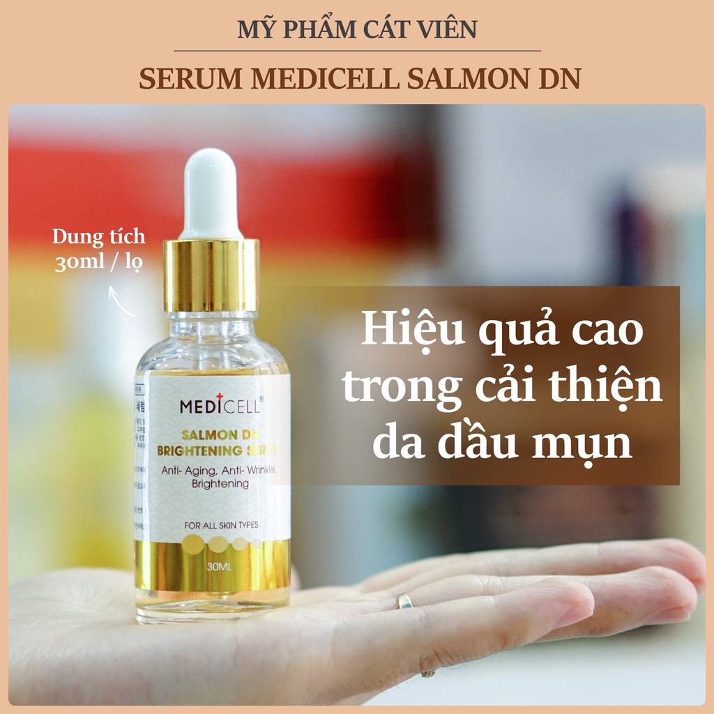 Serum dưỡng da cá hồi Medicell, dưỡng trắng, kiềm dầu giảm mụn, se khít lỗ chân lông, Salmon DN Brightening