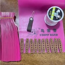 1m thun ná cao su ushop 0,65 mm cắt theo yêu cầu + 10 da 3 lỗ + cuộn chỉ + cây luồn