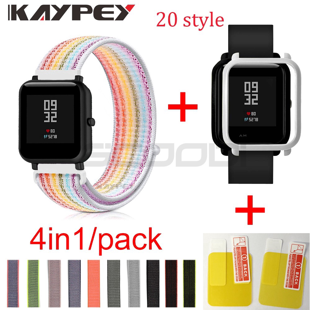 Set Phụ Kiện Dây Đeo 4 Trong 1 Cho Đồng Hồ Thông Minh for Xiaomi Amazfit Bip+2 Miếng Dán Bảo Vệ Màn Hình
