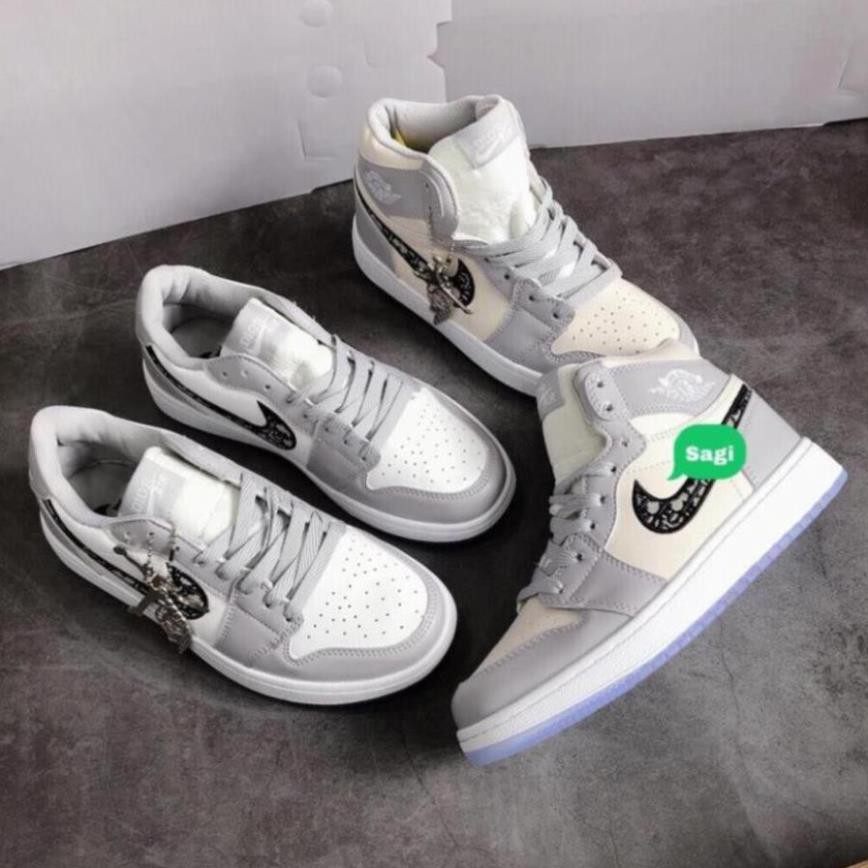 [Full Box Bill ] Giày jordan dior cổ cao + cổ thấp nam nữ màu xám bản cao cấp | BigBuy360 - bigbuy360.vn