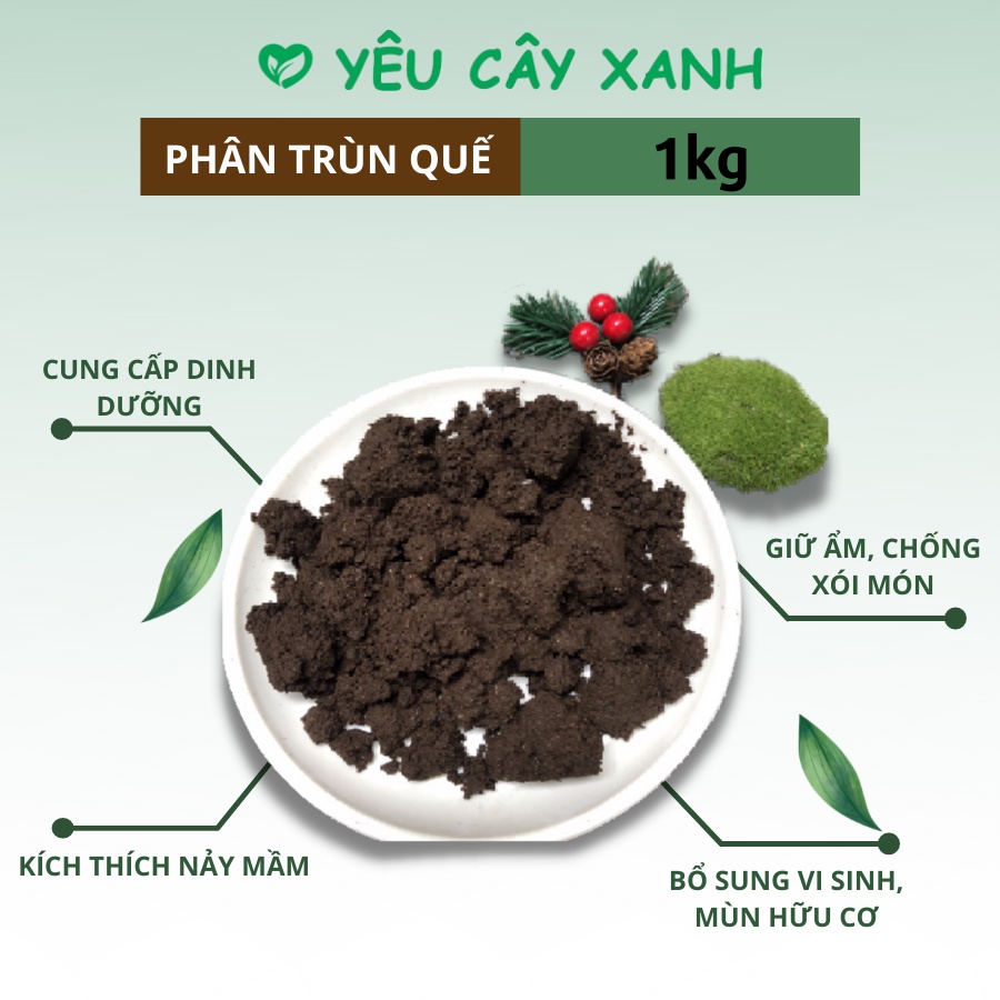 Phân Trùn Quế Nguyên Chất 100%, đã  được xử lý tạp chất và đóng TÚI mini tiện dụng 2kg