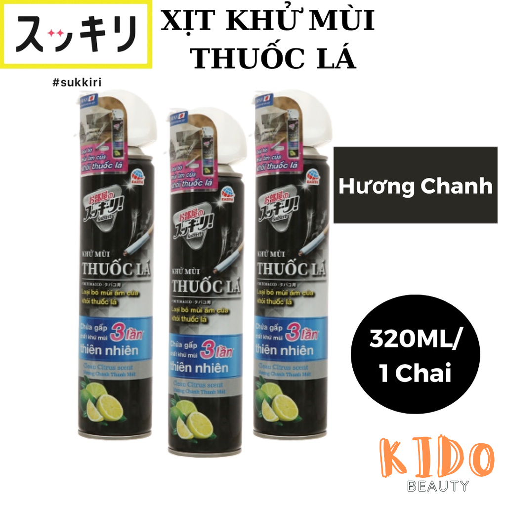 Xịt Khử Mùi thu﻿ốc Lá SUKKIRI Hương Chanh Thanh Mát 320ml bình xịt thơm phòng