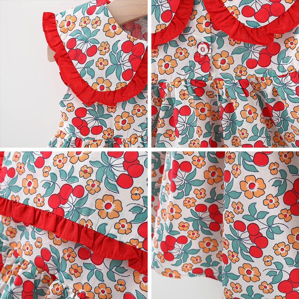 Đầm công chúa BEAR LEADER AH6414 vải cotton in hoa thời trang hè cho bé gái sơ sinh