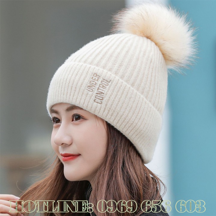 Mũ len 💎𝐅𝐑𝐄𝐄𝐒𝐇𝐈𝐏💎 Nón len nữ thời trang lót lông cực ấm